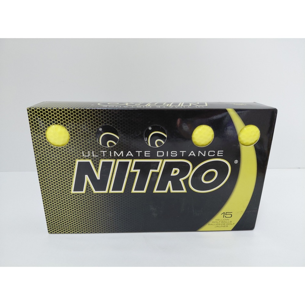 Nitro Ultimate Distance Yellow Golf Balls 15 Pack 2-Piece Titanium Core USGA